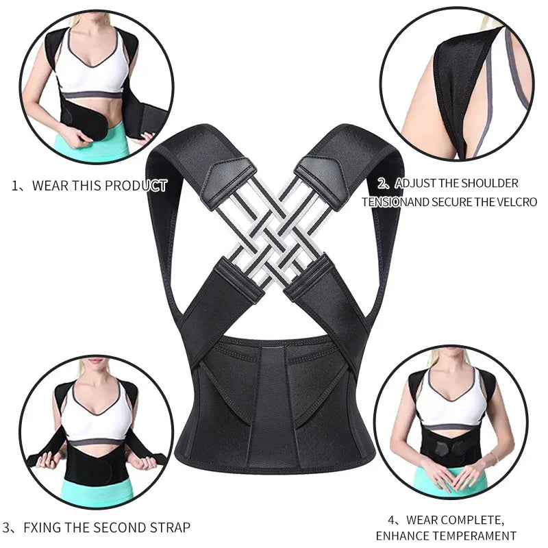 Posture Back Brace Adjustable Back Support Strap to Prevent Spinal Distortion and Hunchback for Men Women Corrector De Postura
