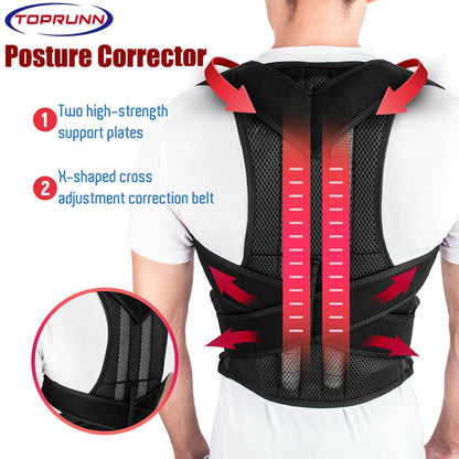 Toprunn Adjustable Posture Corrector Back Support Shoulder Back Brace Posture Correction Spine Posture Corrector Postural Fixer