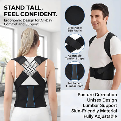 Back Brace Posture Corrector for Women Men Adjustable Lumbar Support Shoulder Posture Brace Improve Posture Back Pain Relief