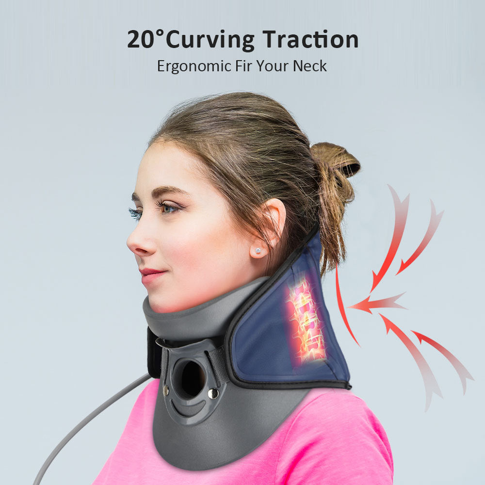 Adjustable inflatable neck brace for cervical posture correction and support